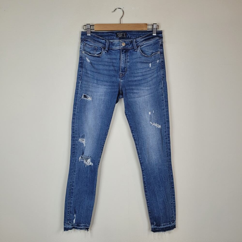 Abercrombie & Fitch Jeans‎ 27 4 Blue Denim Harper Low Rise Ankle Y2K Distressed